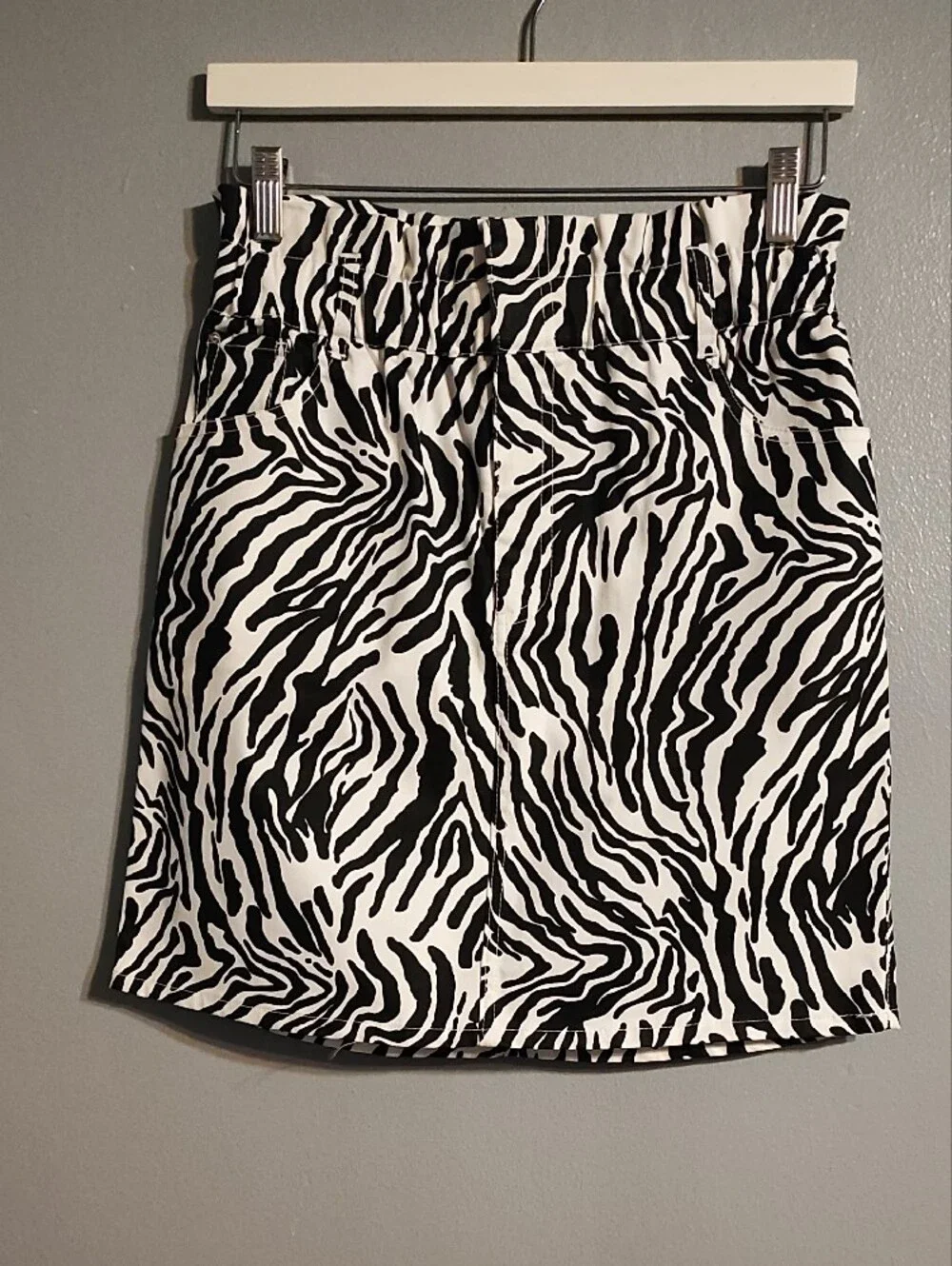 Bar III Women's Black & White Zebra Print Denim Mini Skirt